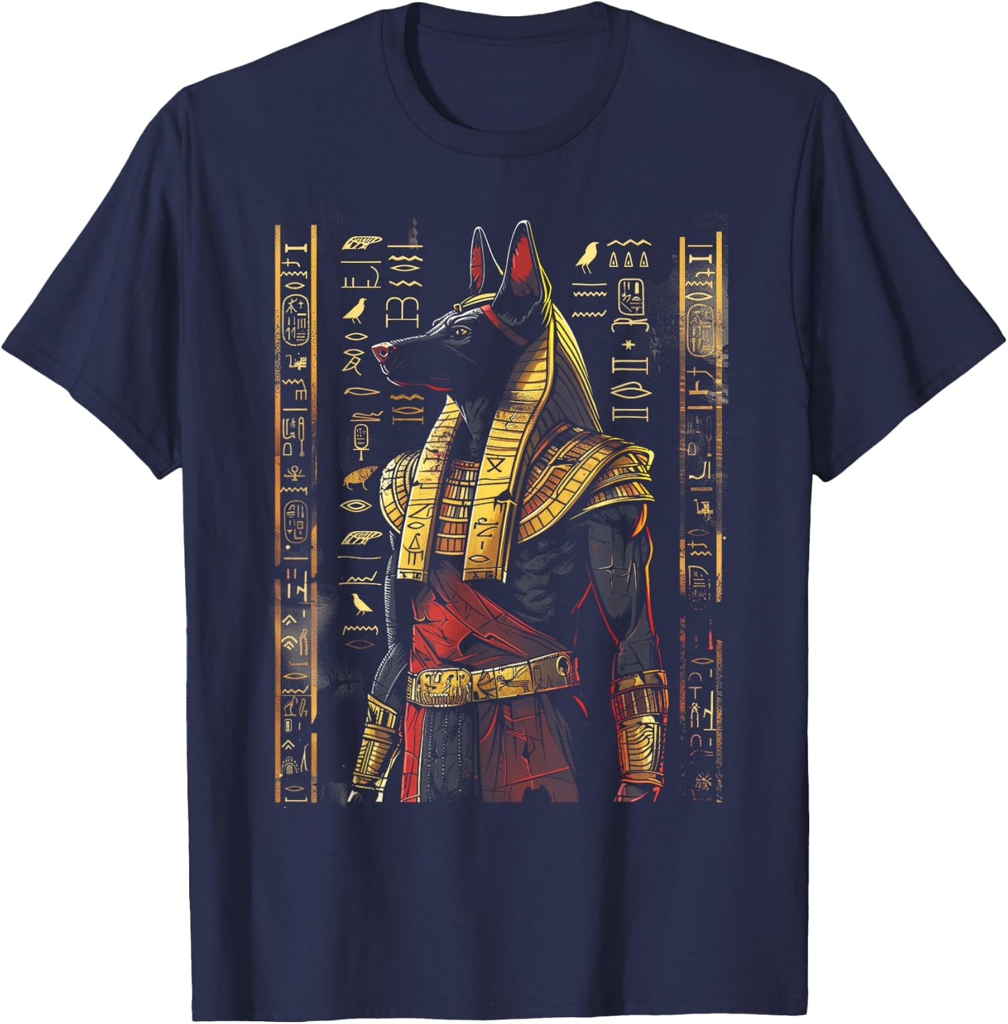 Anubis Egyptian Hieroglyphics Egyptian God T-Shirt - T-Shirt | Navy