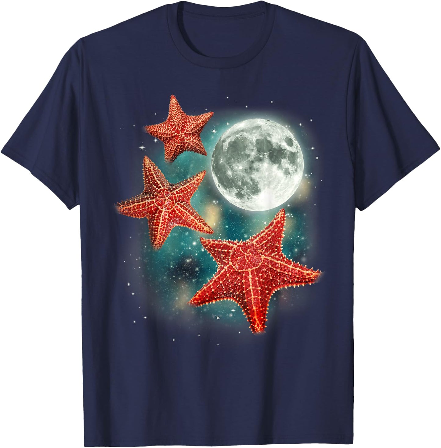 3 Starfish Moon Oceanic Funny Weird Quirky Sea Animals T-Shirt - T-Shirt | Navy