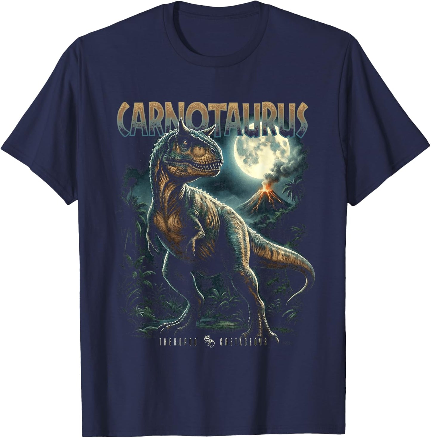 Vintage Carnotaurus 90er Bootleg Dinosaurier prähistorischer Dino T-Shirt - T-Shirt | Navy