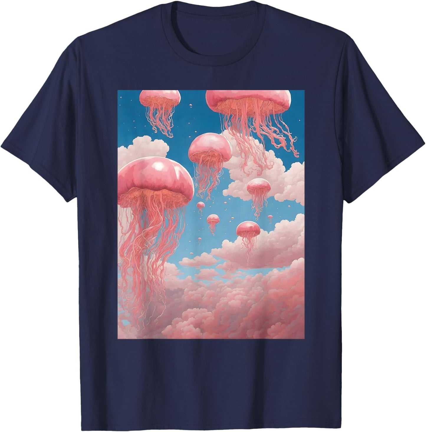 Jellyfish Pink Weirdcore Dreamcore Pastel Aesthetic T-Shirt - T-Shirt | Navy