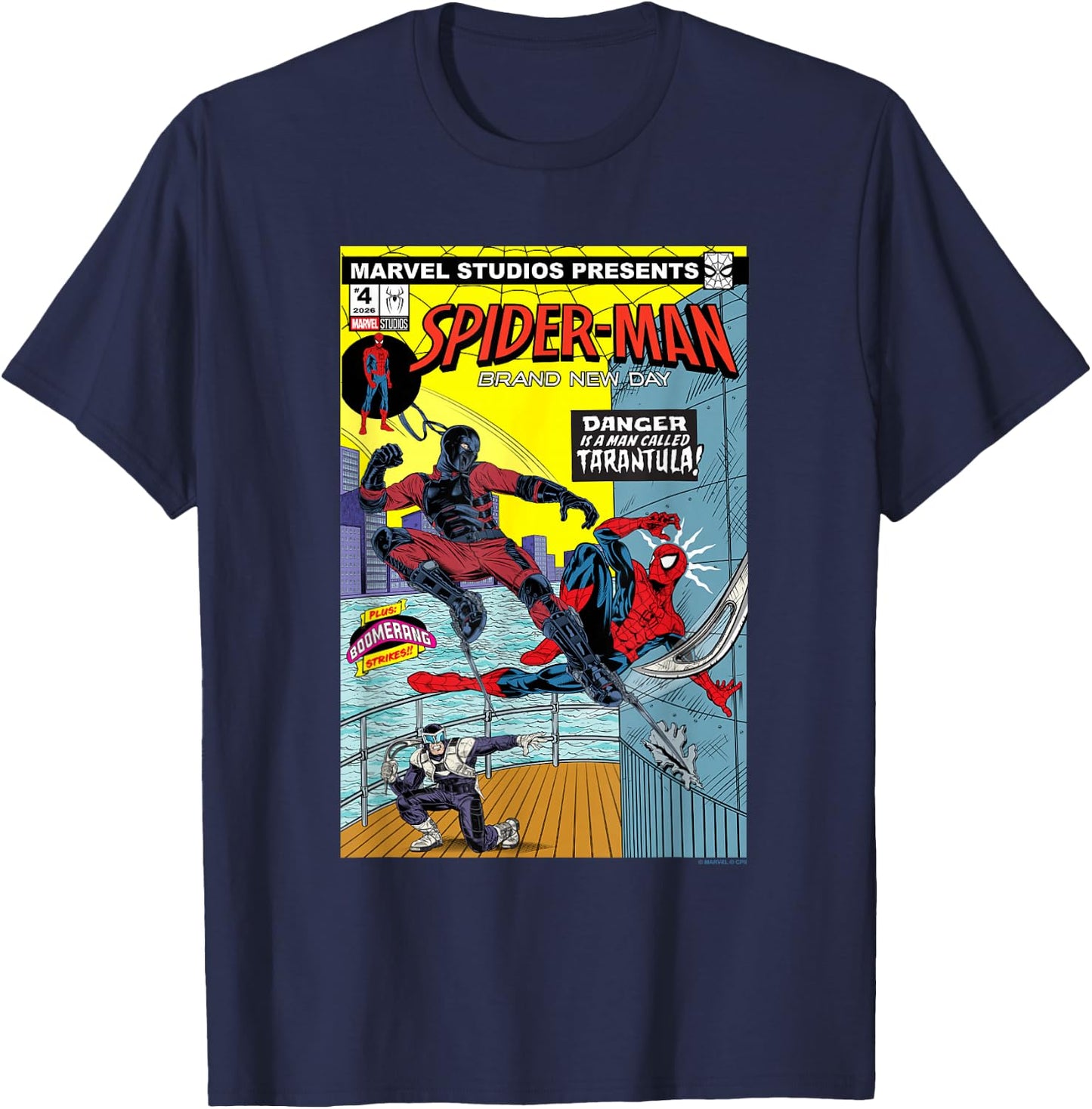 Marvel Spider-Man: New Day Danger Tarantula Comic T-Shirt - T-Shirt | Navy