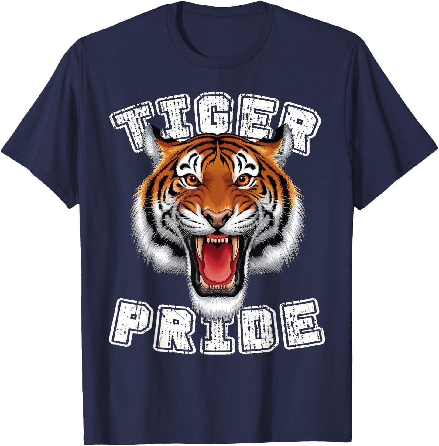 Tiger Pride Raor Retro Tiger School Sports Team T-Shirt - T-Shirt | Navy