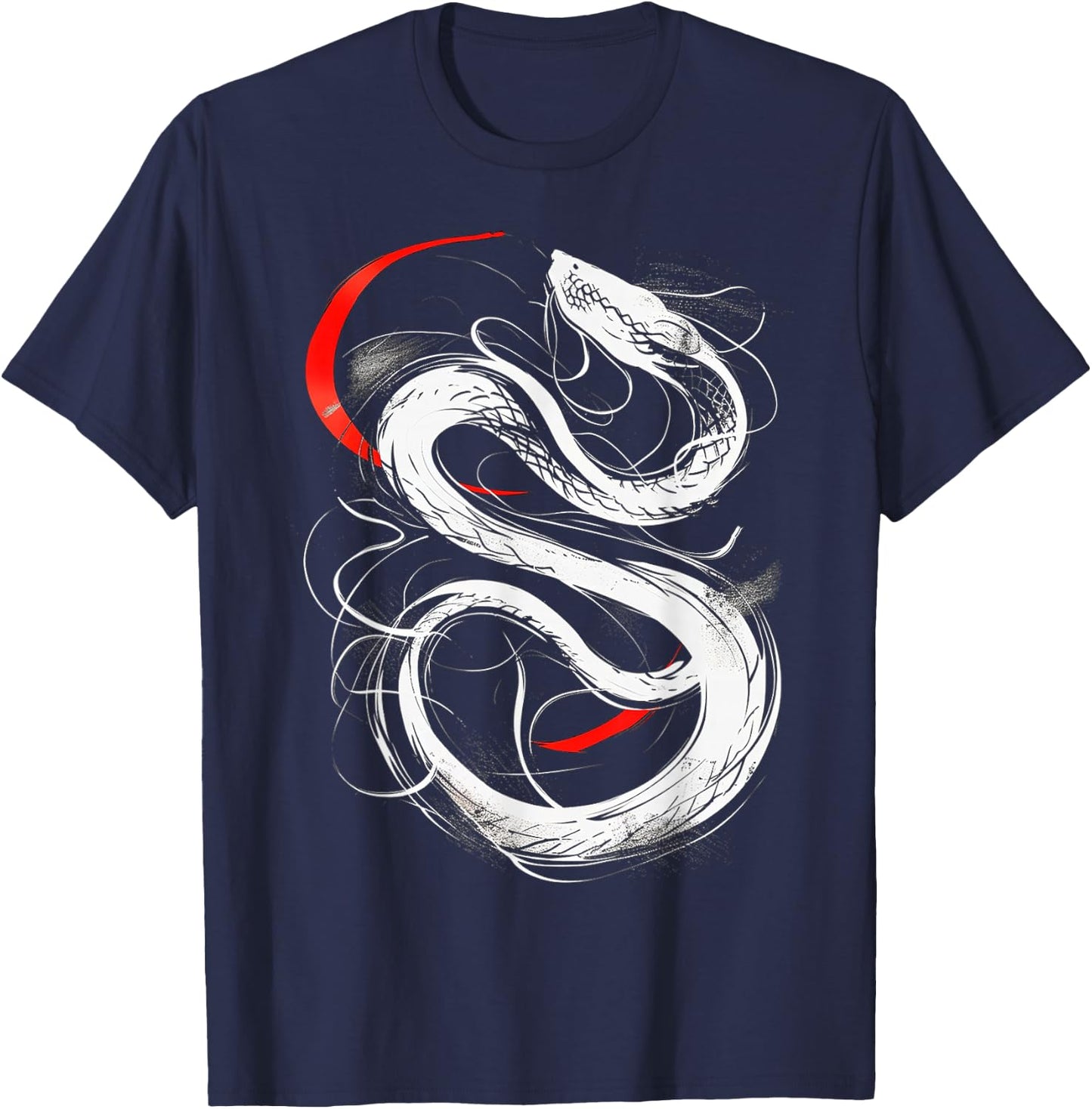 Snake Art Drawing Animal Love Abstract Graphic Snake T-Shirt - T-Shirt | Navy