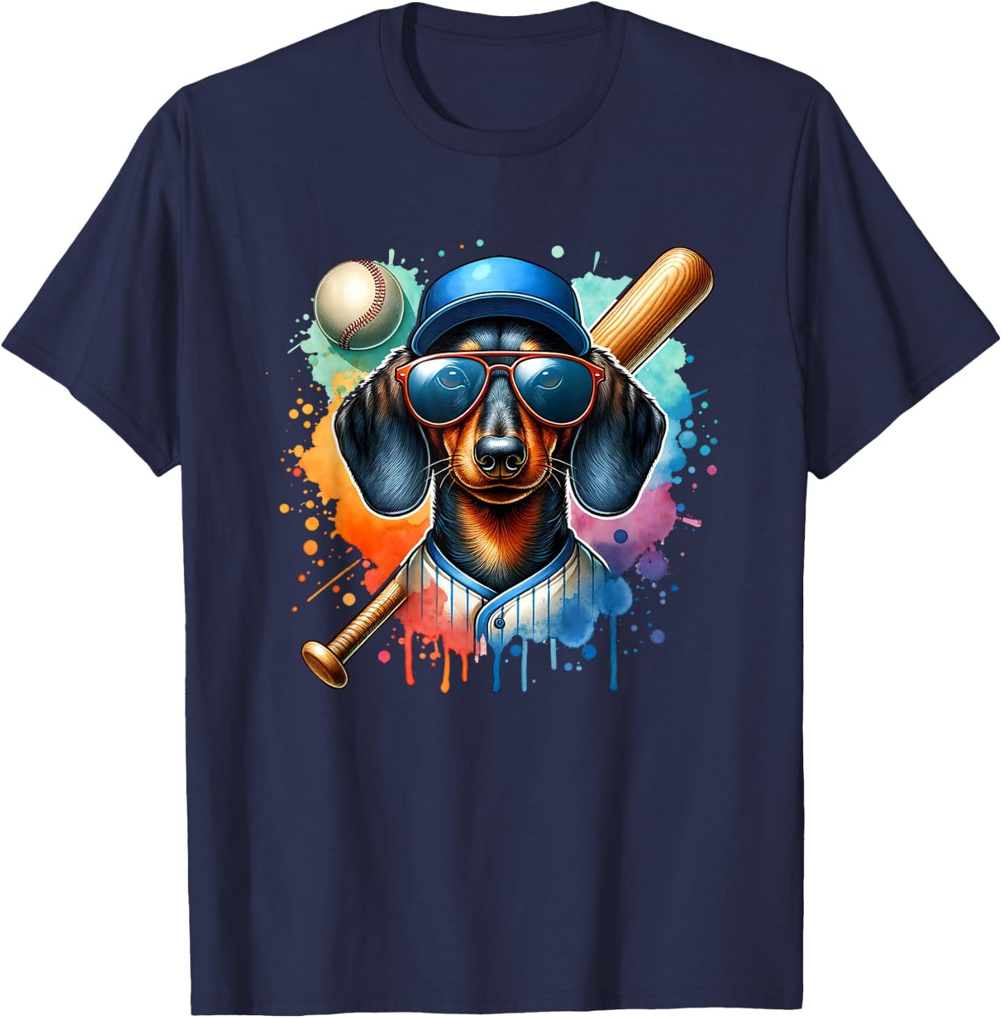 Dachshund Wiener Dog Baseball Player Sport Team Women Girls Kids T-Shirt - T-Shirt | Navy