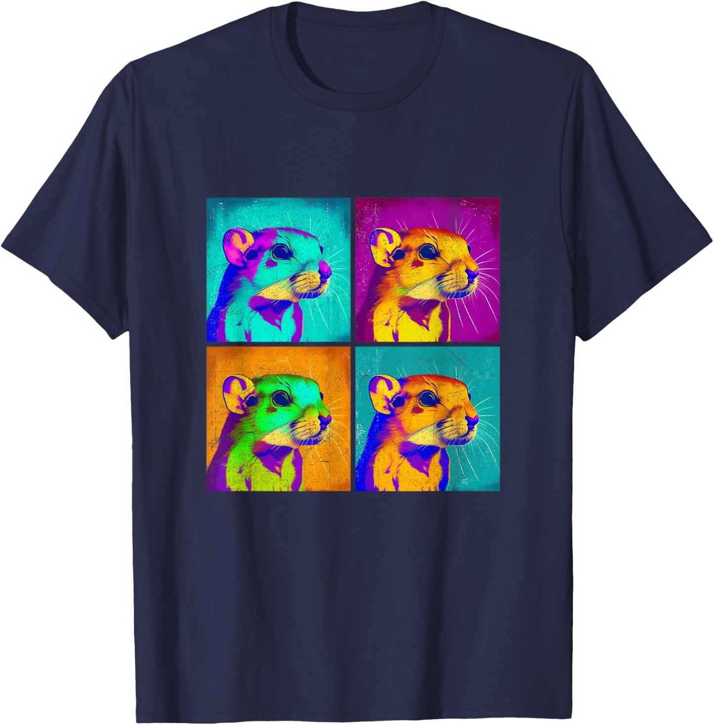 Kangaroo Rat Pop Art Design Illustration Colorful Animal Men T-Shirt - T-Shirt | Navy