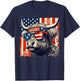 Highland Cow Sunglasses American Flag 4th of July Farmer T-Shirt - T-Shirt | Navy