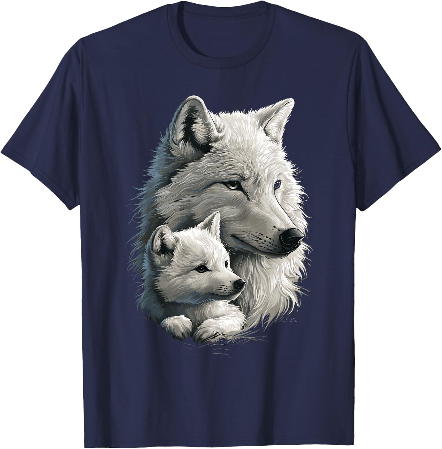 Wolf und Wolfswelpe Herren Wolfsliebhaber Mädchen Damen Wolf T-Shirt - T-Shirt | Navy