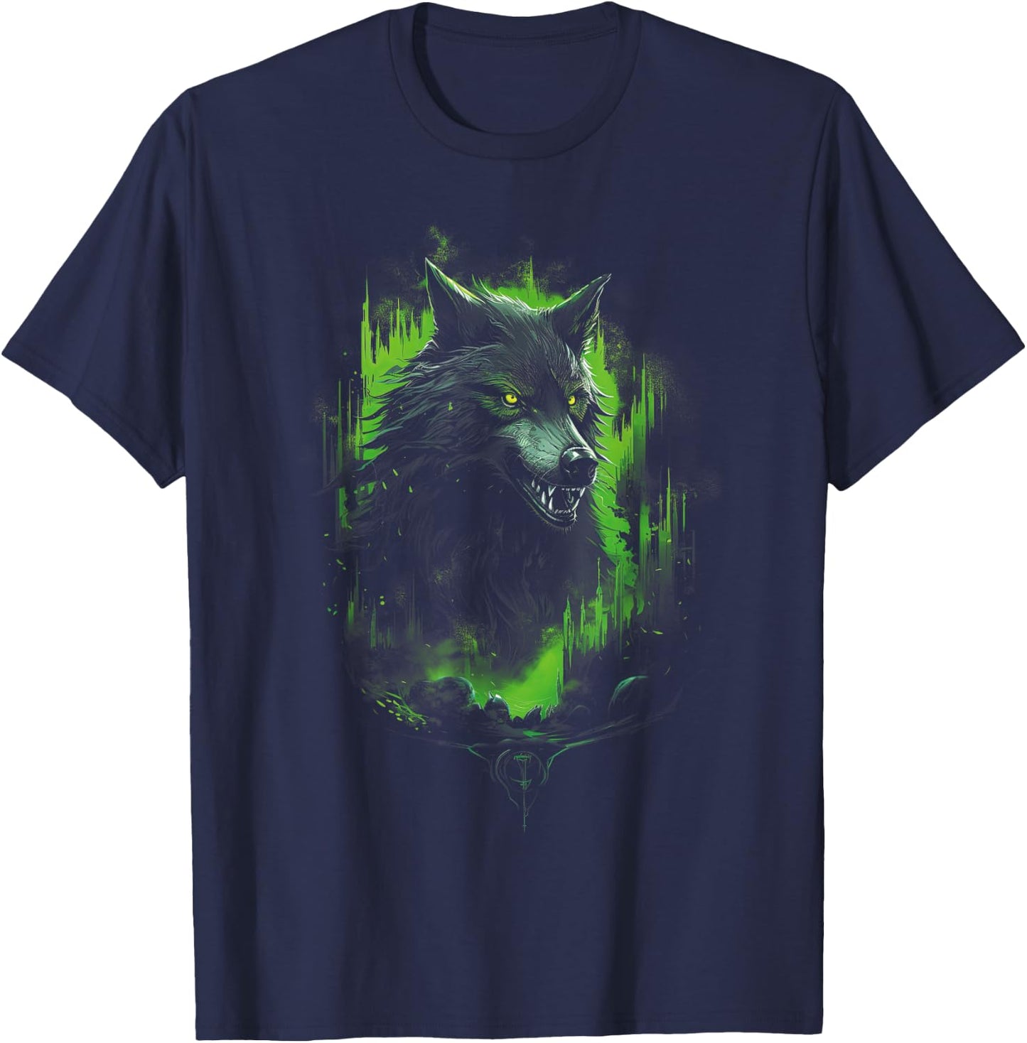 Fantasy Wolf Horror Forest T-Shirt - T-Shirt | Navy