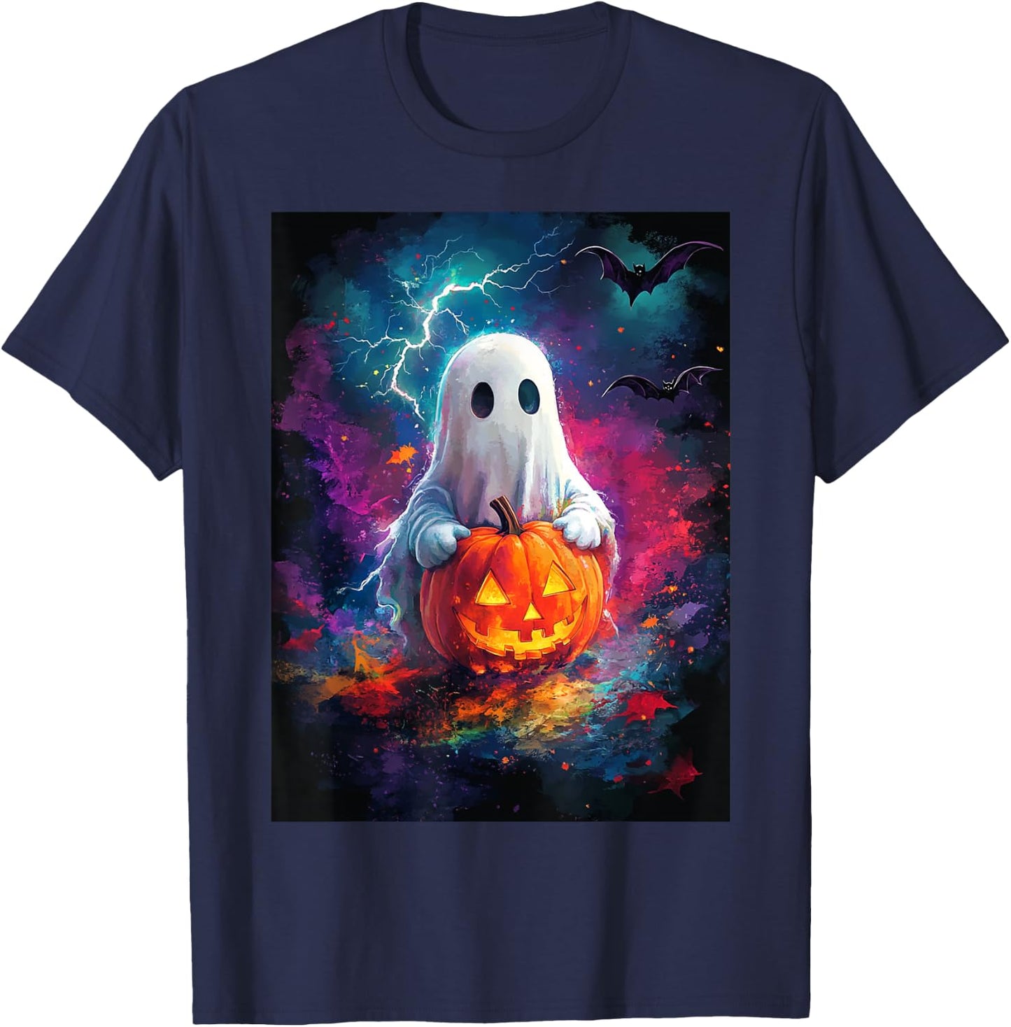 Halloween Girls Design Boys Ghost Pumpkin Kids Halloween T-Shirt - T-Shirt | Navy