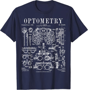 Optometrist Optometry Eye Doctor Tools Vintage Patent Print T-Shirt - T-Shirt | Navy