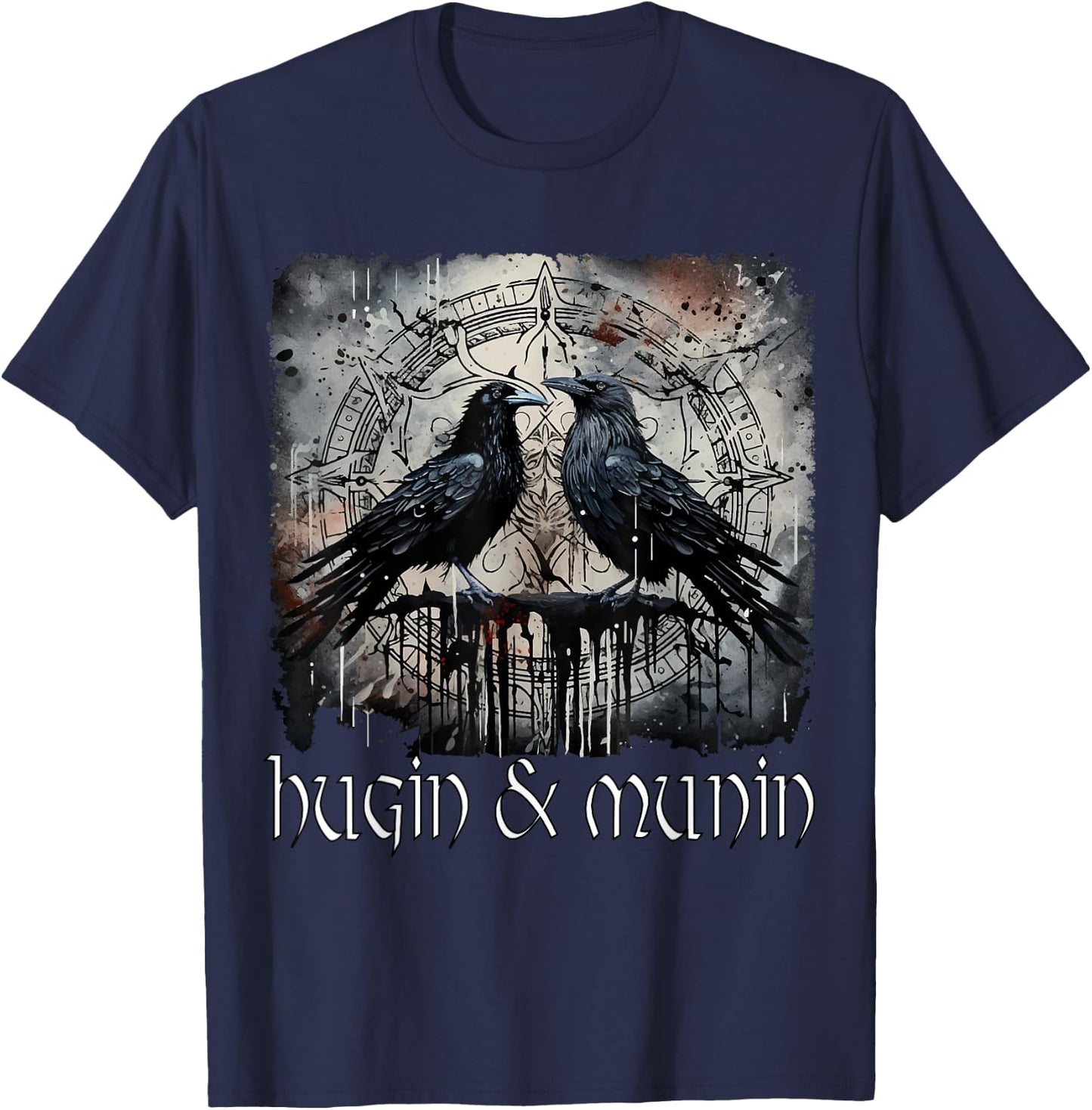 Hugin & Munin die Raben Odins Wikinger Nordische Mythologie T-Shirt - T-Shirt | Navy