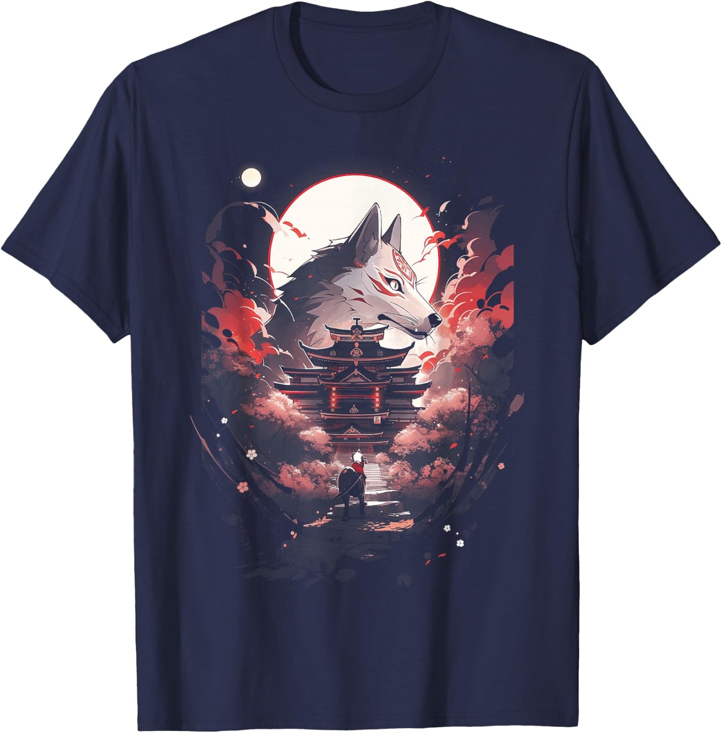 Japanisch Wolf Wölfe Mythologie Natur Anime Otaku T-Shirt - T-Shirt | Navy