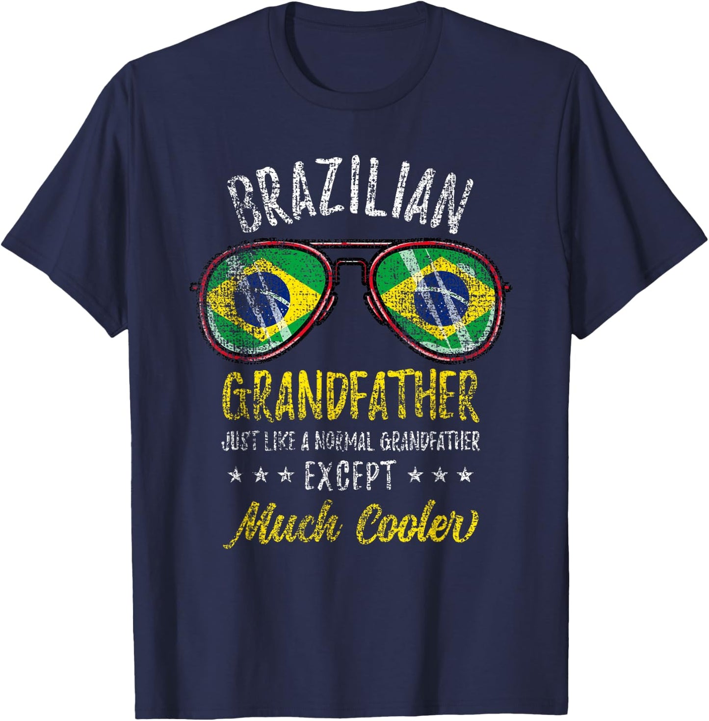 Brazilian Grandfather Sunglasses Brazilian Family Vintage T-Shirt - T-Shirt | Navy