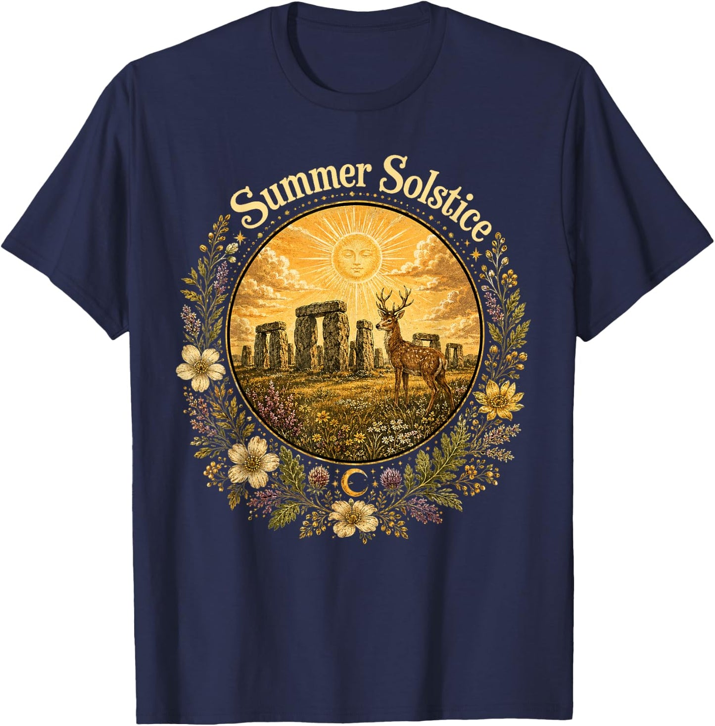 Summer Solstice Litha Midsummer Abundance & Growth Pagan T-Shirt - T-Shirt | Navy