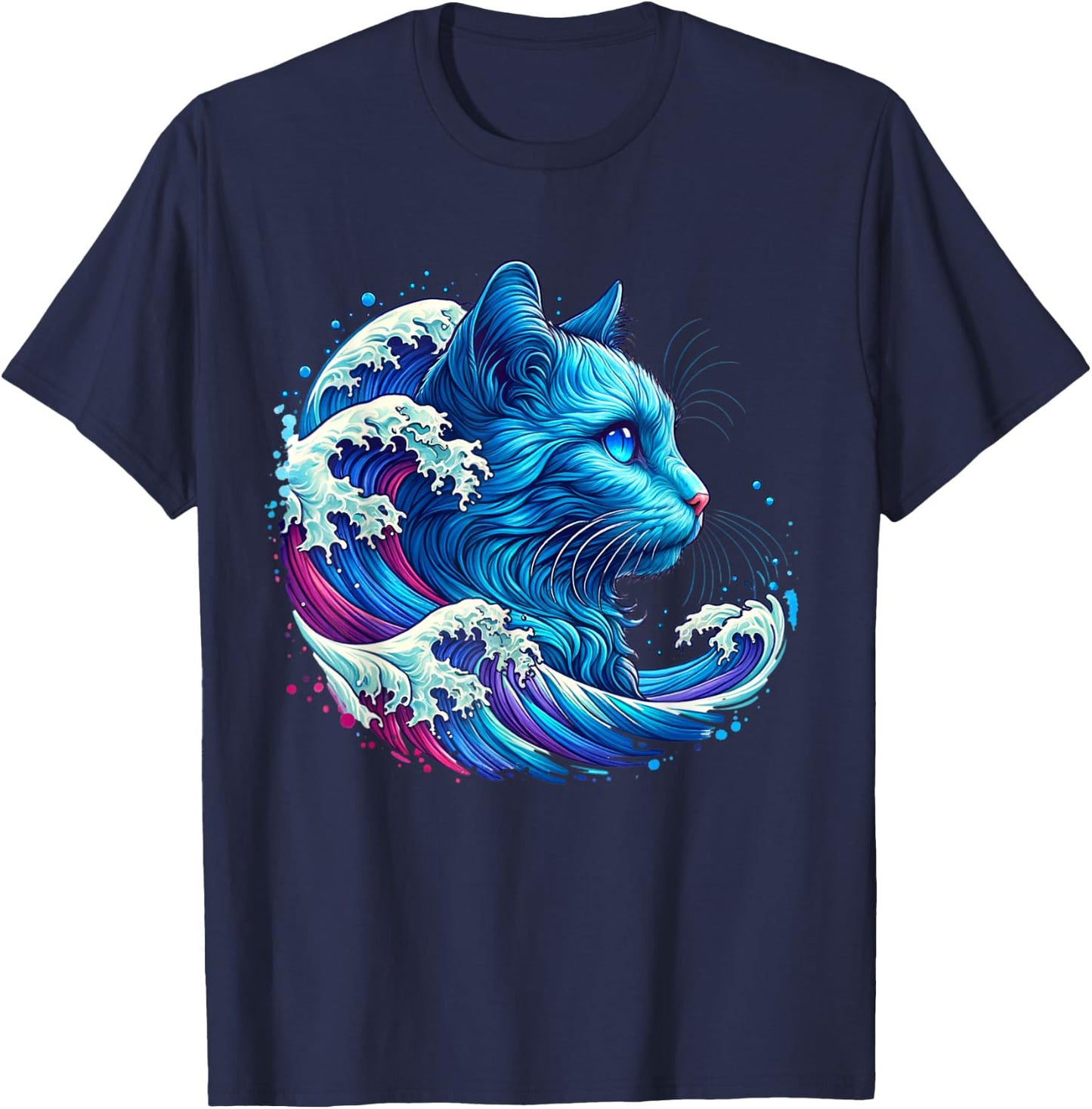 Blue Cat Wave For kamala 47 Funny Cat Ladies Harris 2024 T-Shirt - T-Shirt | Navy