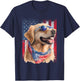 Patriotic Golden Retriever - USA American Flag Dog Lover T-Shirt - T-Shirt | Navy