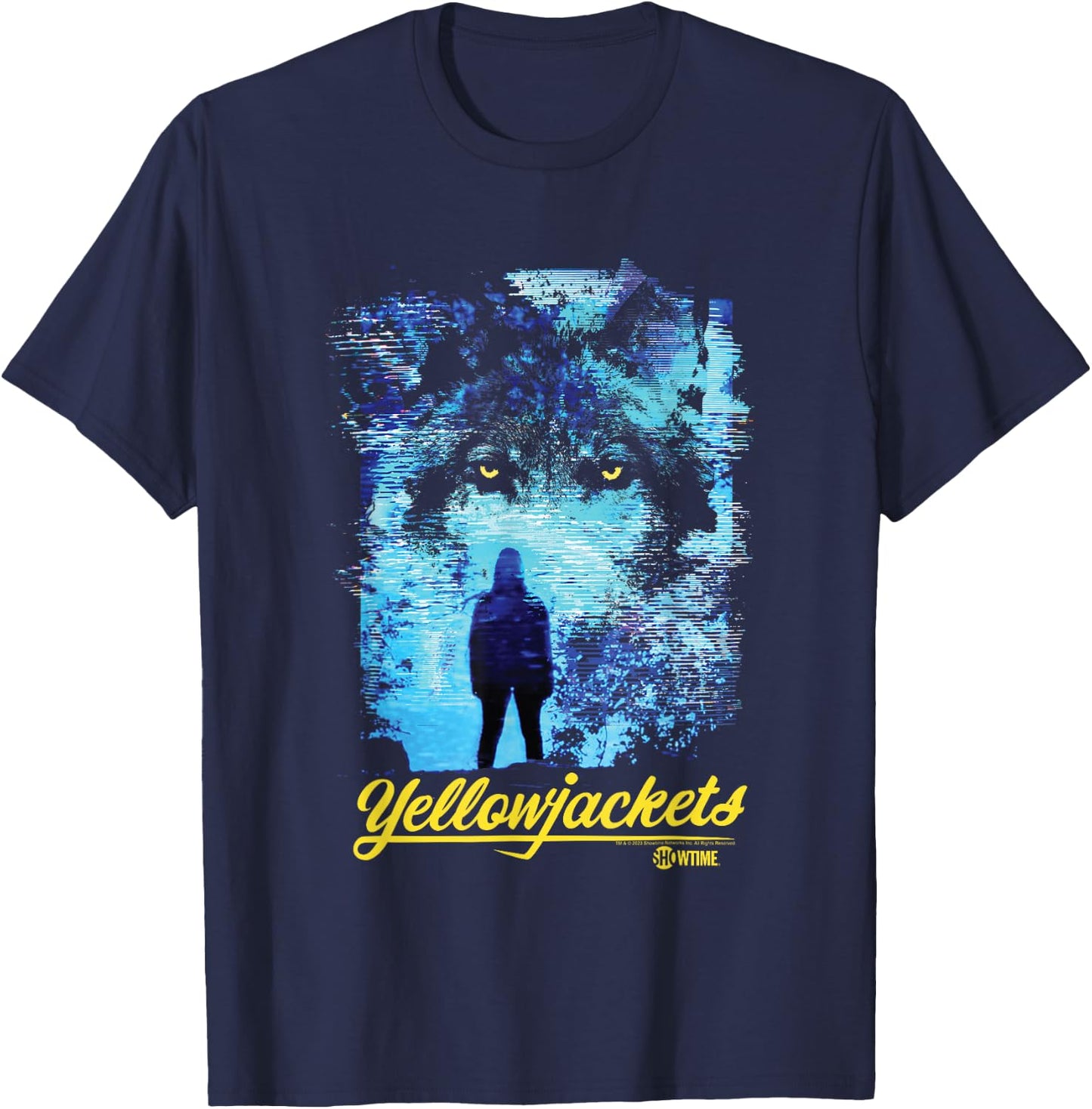 Yellowjackets Distorted Wolf with Logo T-Shirt - T-Shirt | Navy