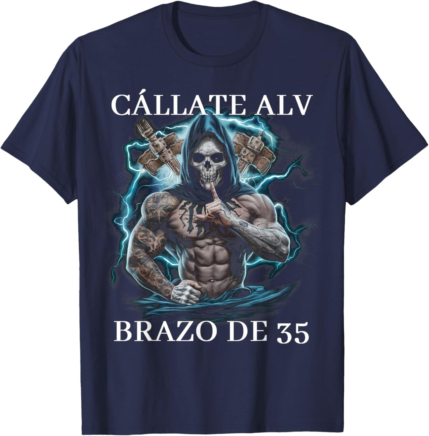 Callate ALV brazo de 35: Calacas chidas gym T-Shirt - T-Shirt | Navy