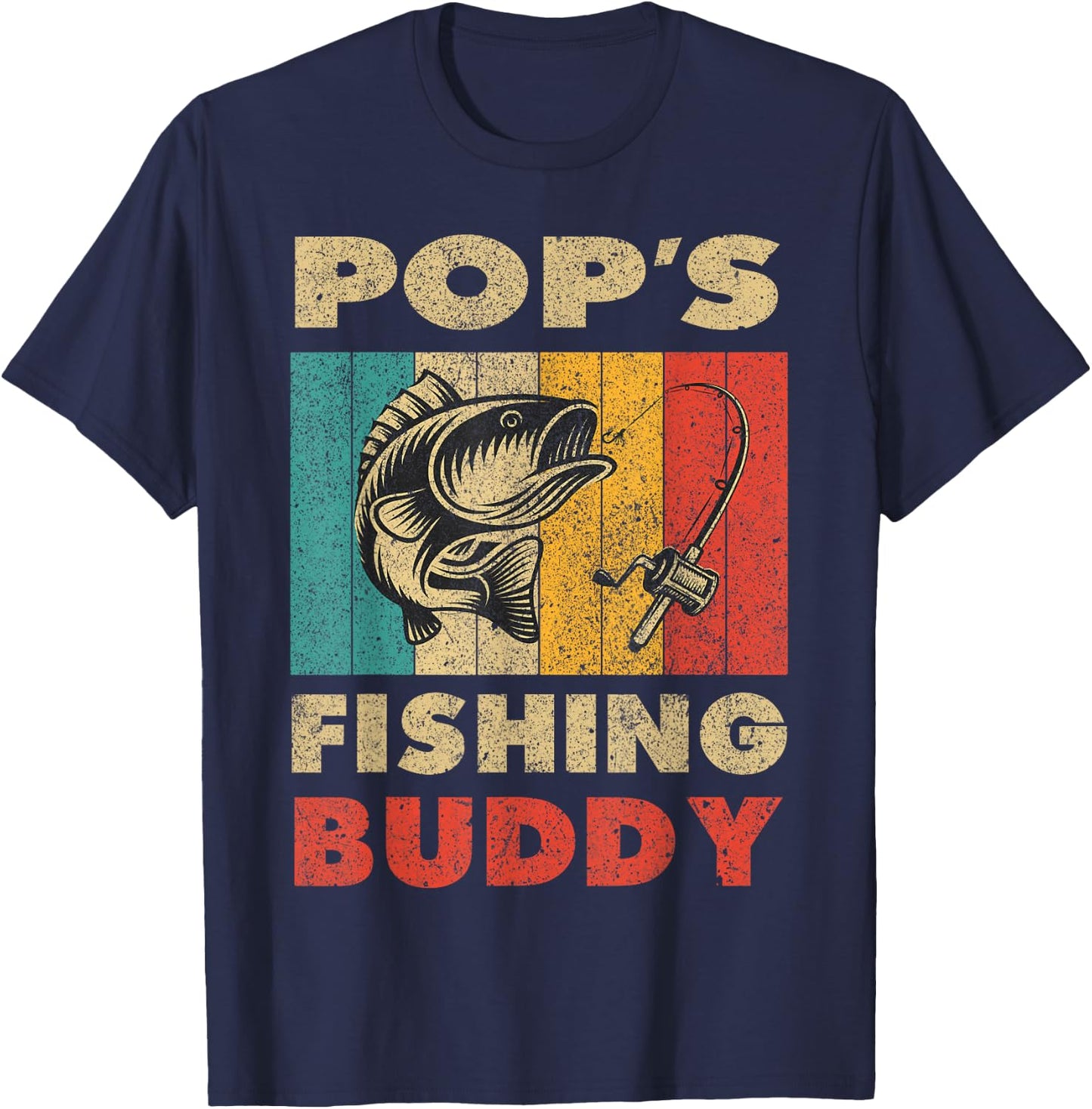 Funny Fishing Pop's Fishing Buddy Vintage Fishing T-Shirt - T-Shirt | Navy