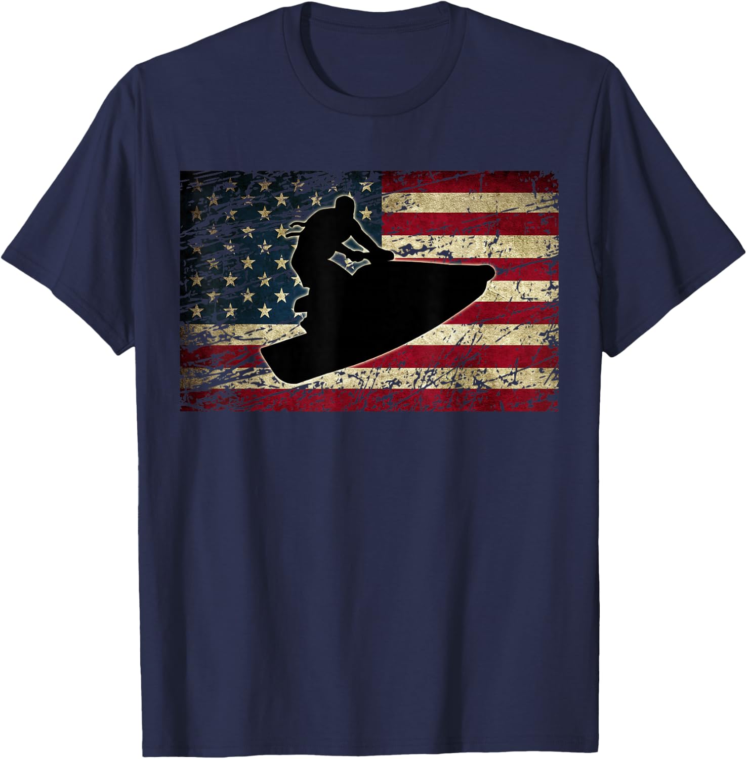 Jet Ski Shirt with American USA Flag Jetski Clothes T-Shirt - T-Shirt | Navy
