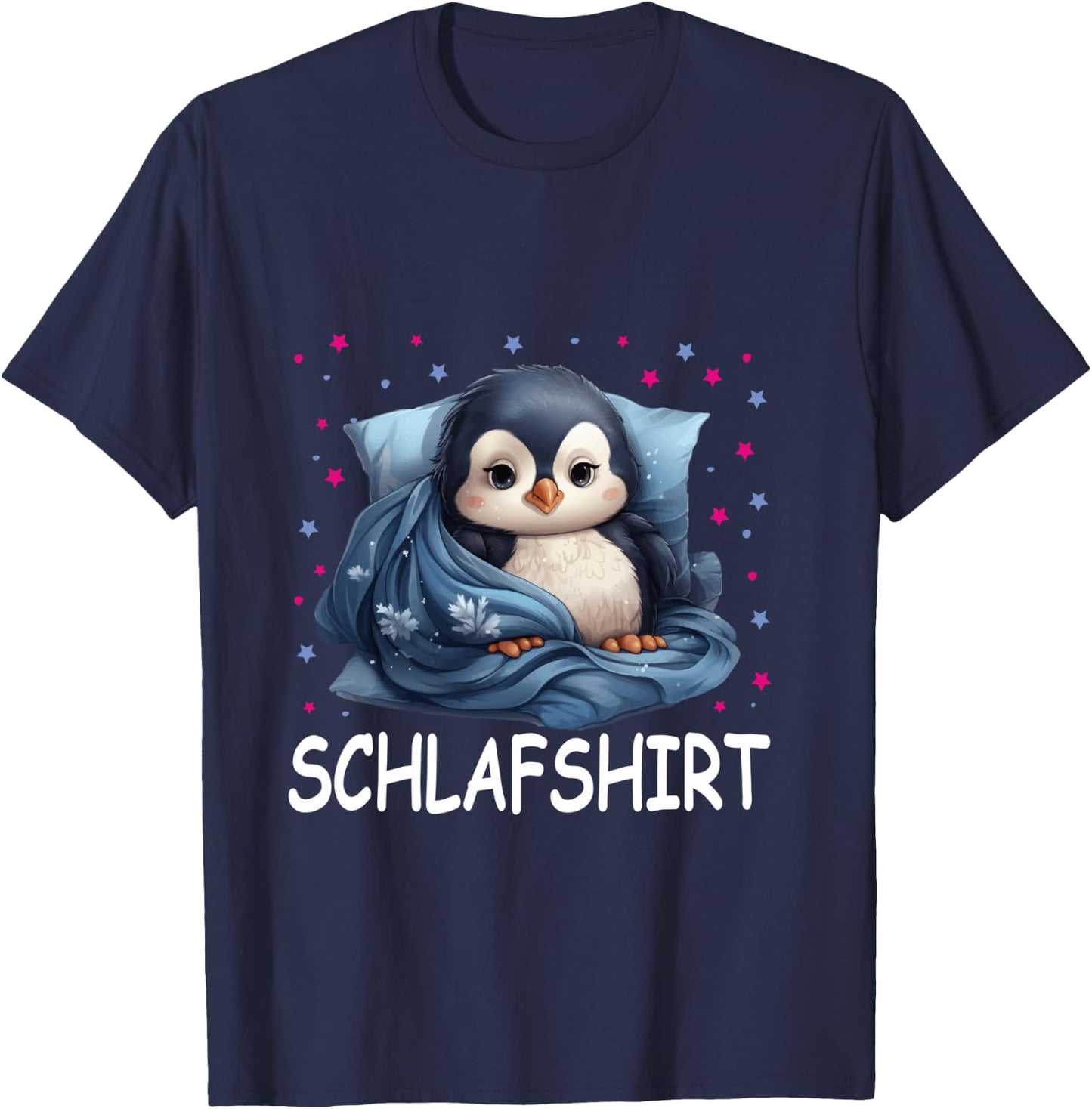Penguin Official Sleep Shirt Cute Penguin Pyjamas Shirt, black T-Shirt - T-Shirt | Navy