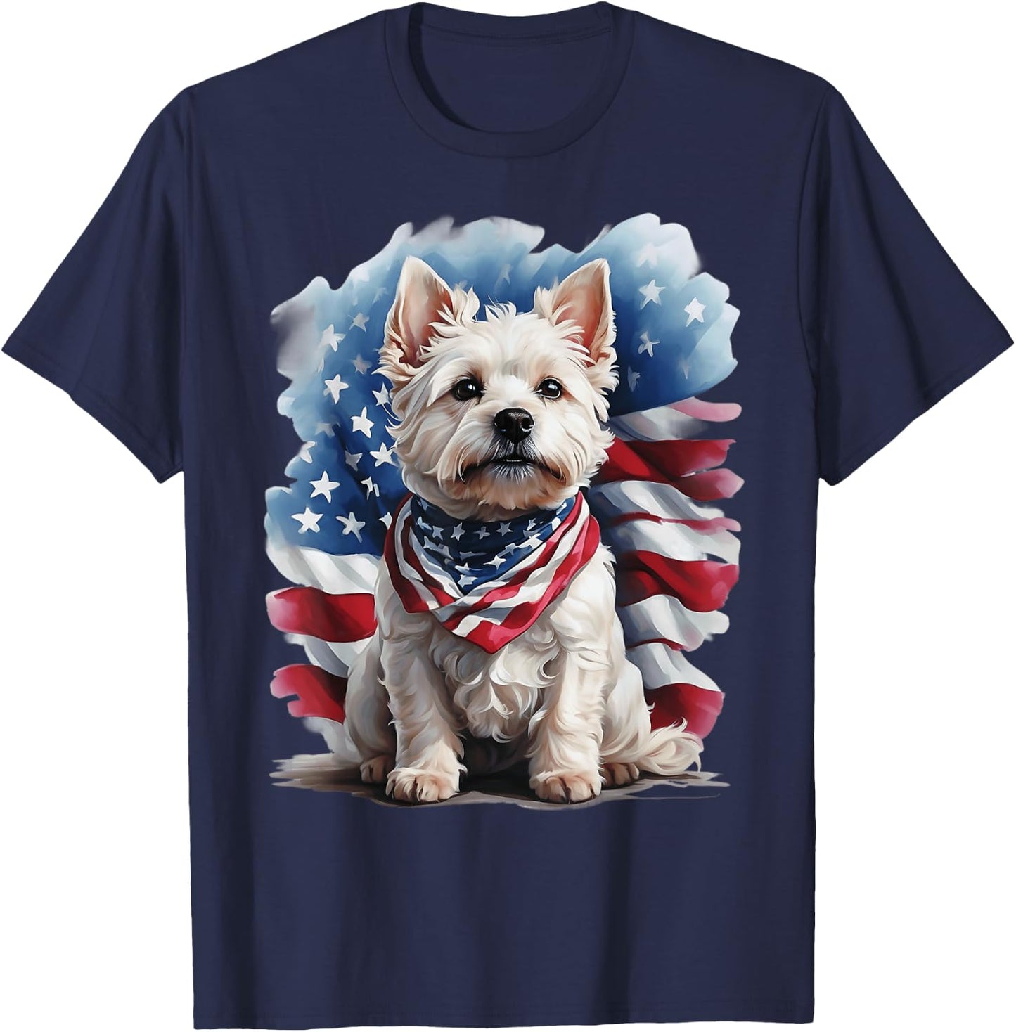 Patriotic West Highland Terrier Westie lovers delight T-Shirt - T-Shirt | Navy
