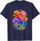 Cute Colorful Crested Gecko Flowers Rainbow Women Girls Kids T-Shirt - T-Shirt | Navy