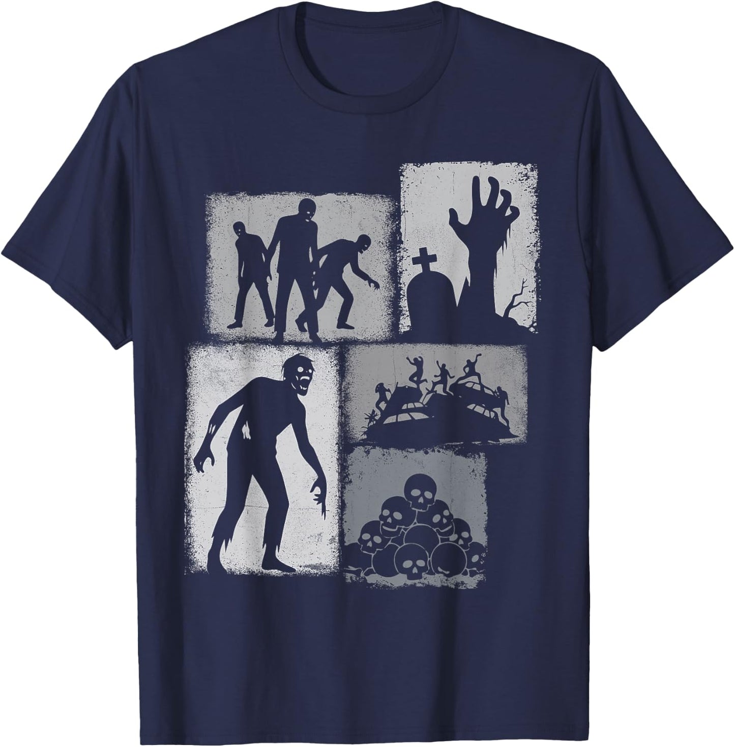 Zombie Vintage Collage Fantasy Lover T-Shirt - T-Shirt | Navy