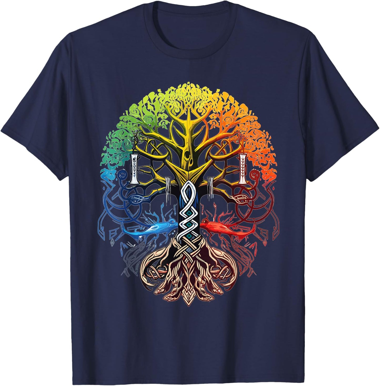 Yggdrasil Viking Krieger nordische Mythologie T-Shirt - T-Shirt | Navy