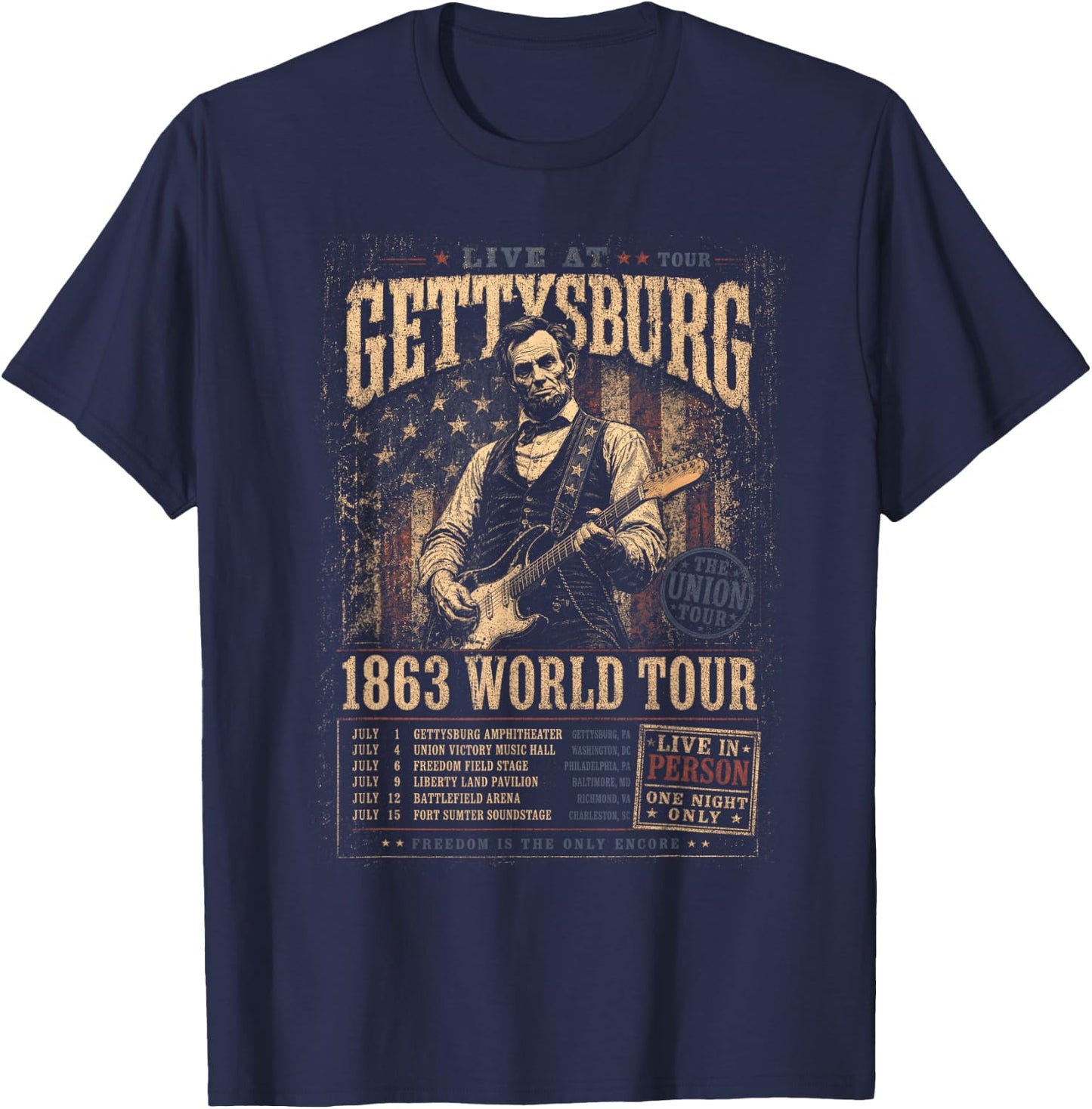 USA 250 Live at Tour Gettysburg the Union Tour 1863 World T-Shirt - T-Shirt | Navy