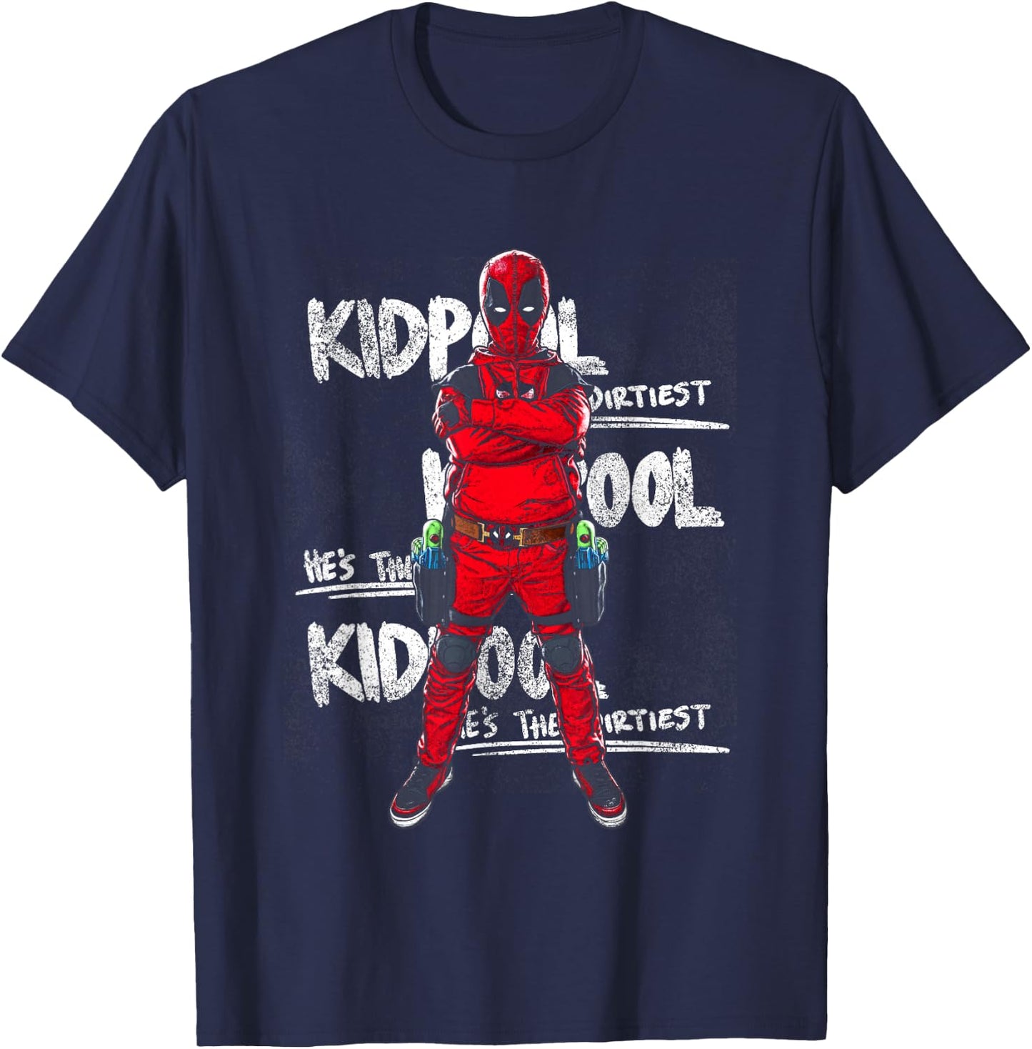 Marvel Deadpool & Wolverine The Dirtiest Kidpool Retro T-Shirt - T-Shirt | Navy