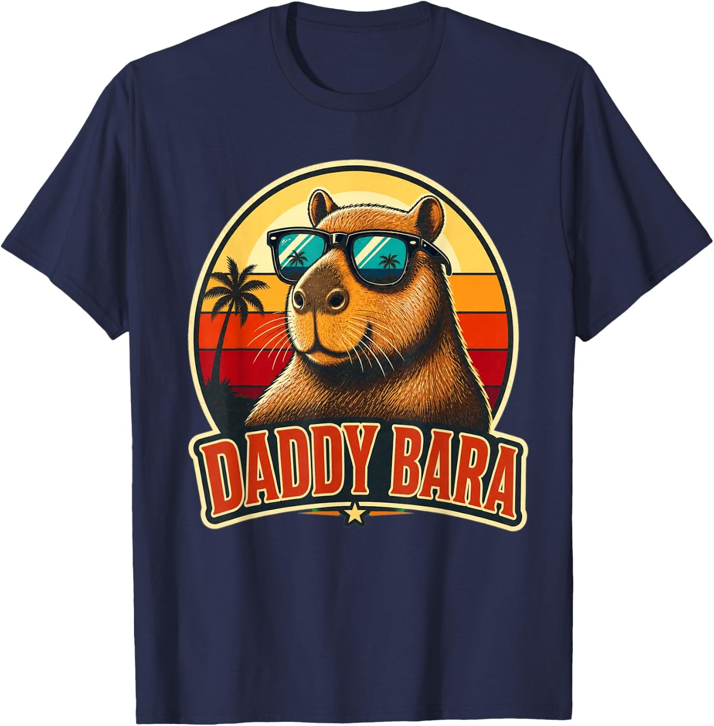 Daddybara Dad Tea Father's Day Mr Capybara Gift Daddy T-Shirt - T-Shirt | Navy