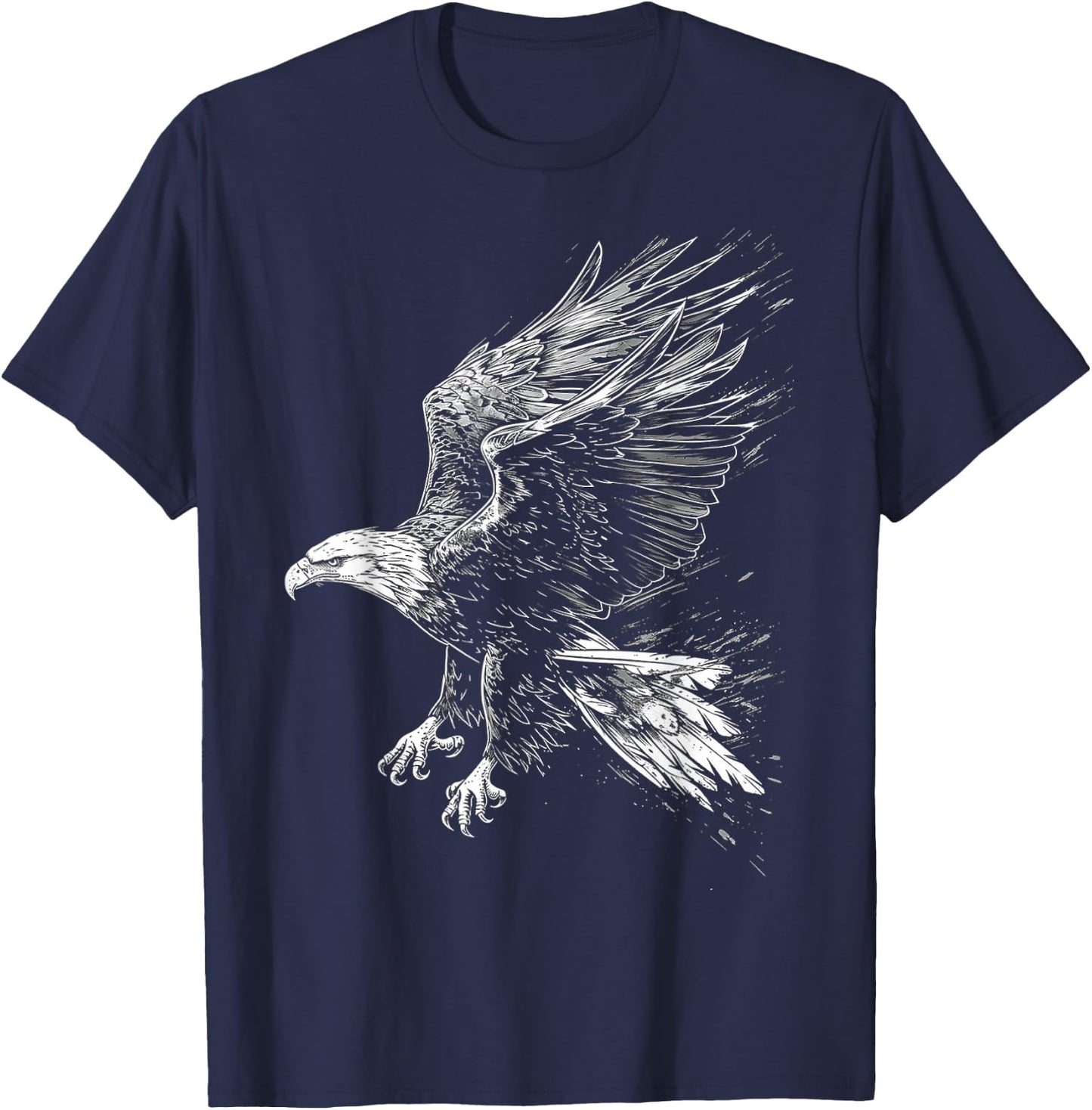 Eagle Drawing Animal Art Graphic Eagle , Black, S T-Shirt - T-Shirt | Navy