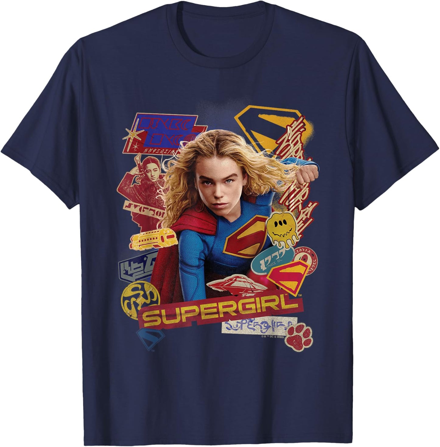 Supergirl 2026 Sticker Slap T-Shirt - T-Shirt | Navy