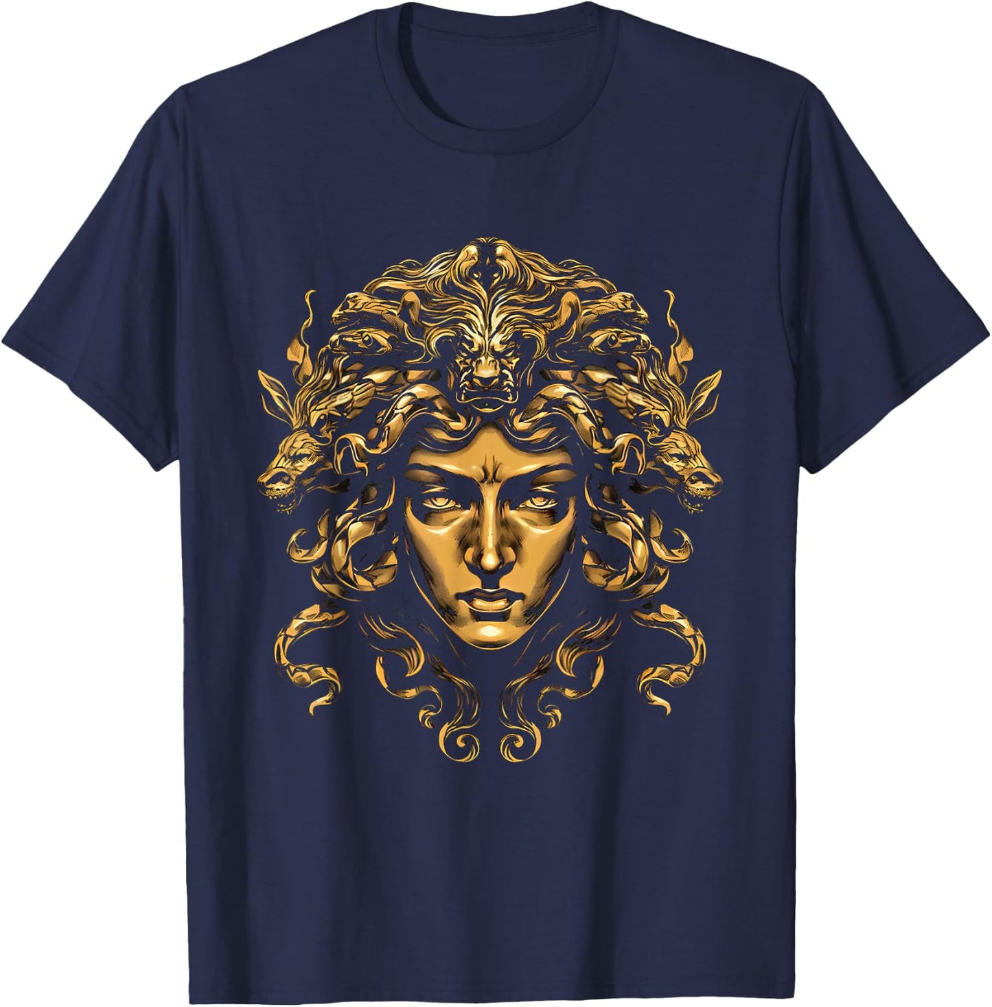 Medusa Head Greek Mythology Ancient Snake Hair T-Shirt - T-Shirt | Navy
