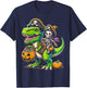 Halloween Funny T Rex Dinosaur Pirate Boys Trick Treat T-Shirt - T-Shirt | Navy