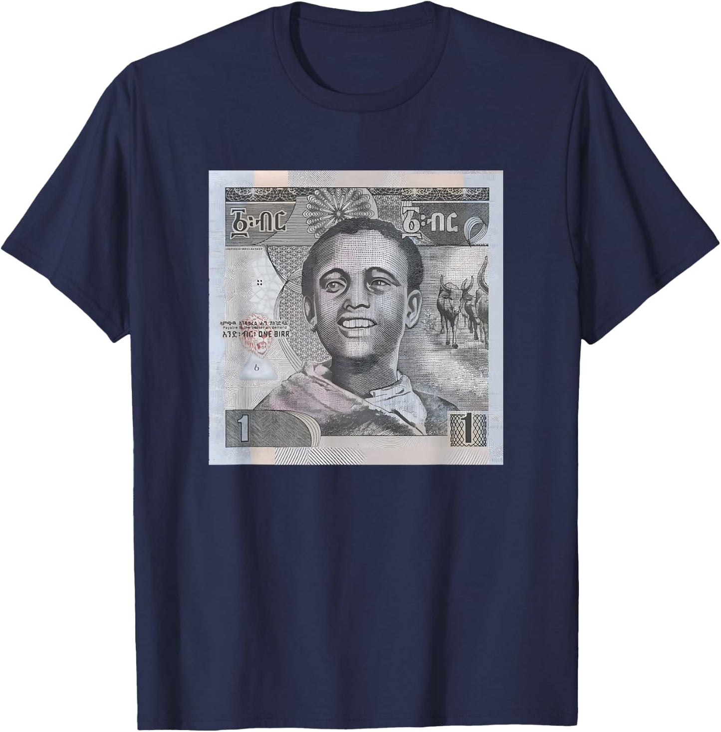 Ethiopian 1 Birr Funny Habesha T-Shirt - T-Shirt | Navy