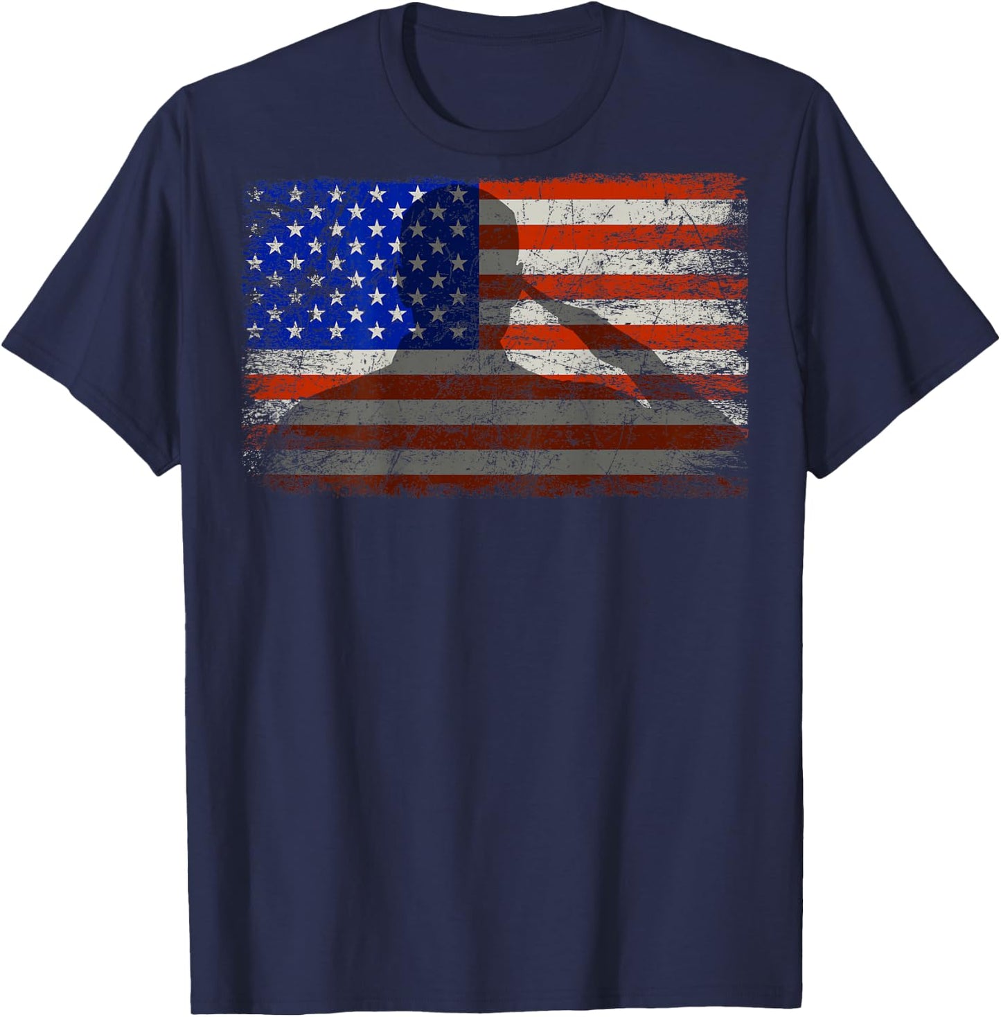 Military Patriotic American Flag Print On Back Kids Men T-Shirt - T-Shirt | Navy
