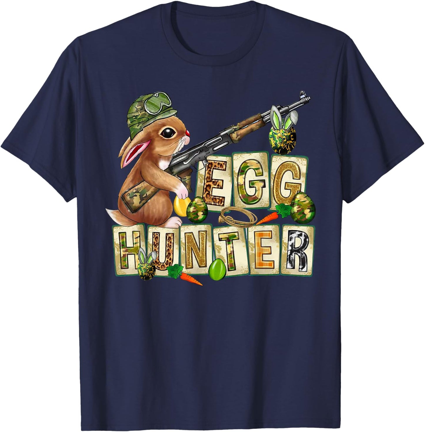 Easter Egg Hunter Camo Funny Hunting Boys Girls Kids Toddler T-Shirt - T-Shirt | Navy