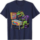Funny T-rex Dinosaur Playing on Pinball Machine Retro Art T-Shirt - T-Shirt | Navy