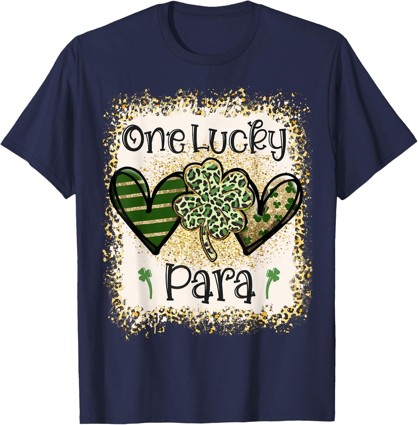 One Lucky Para St Patricks Day Leopard Shamrock T-Shirt - T-Shirt | Navy