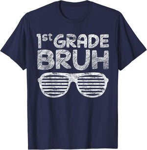 Kids 1st Grade Bruh First Grade Dude Back To School For Boys T-Shirt - T-Shirt | Navy