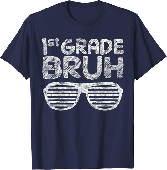 Kids 1st Grade Bruh First Grade Dude Back To School For Boys T-Shirt - T-Shirt | Navy