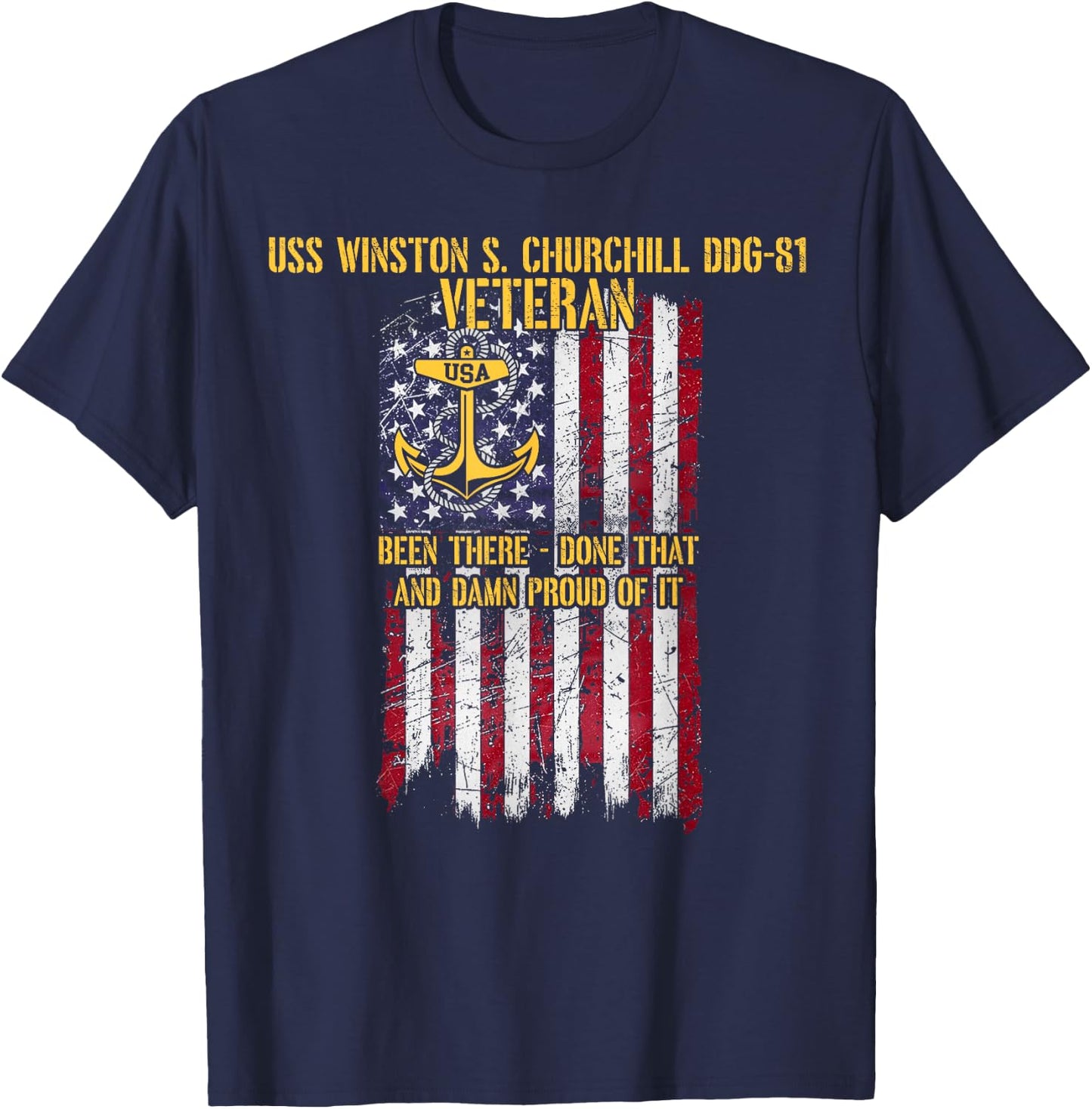 USS Winston S. Churchill DDG-81 Destroyer Veteran T-Shirt - T-Shirt | Navy