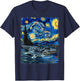 Mosasaurus Dinosaur Starry Night Painting T-Shirt - T-Shirt | Navy