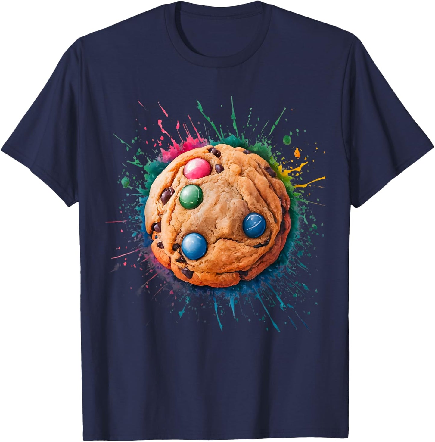 Baking Baker Men Woman Colorful Watercolor Cookie T-Shirt - T-Shirt | Navy