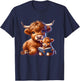 Cow, Scottish Highland Cow with Baby Cow, Highland Cow T-Shirt - T-Shirt | Navy