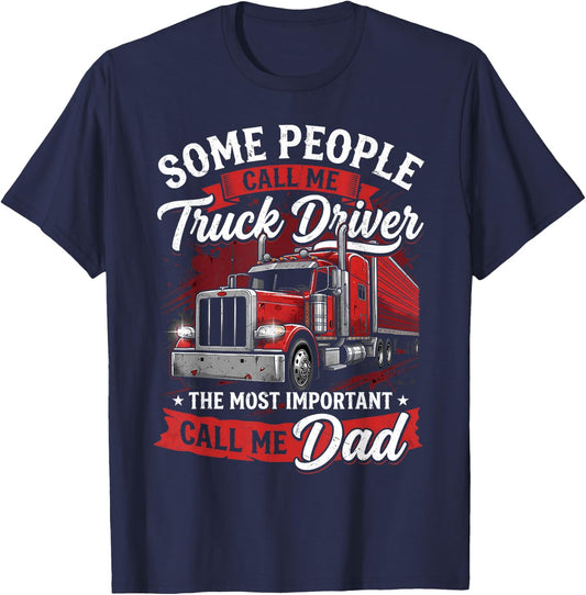 Father's Day Truck Driver Dad Funny Trucker Father T-Shirt - T-Shirt | Navy