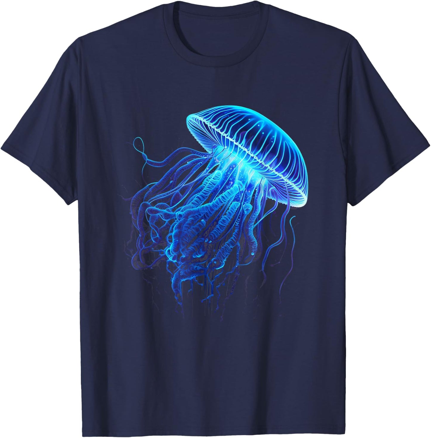 Blue sea jellyfish Medusa ear jellyfish sea creature T-Shirt - T-Shirt | Navy