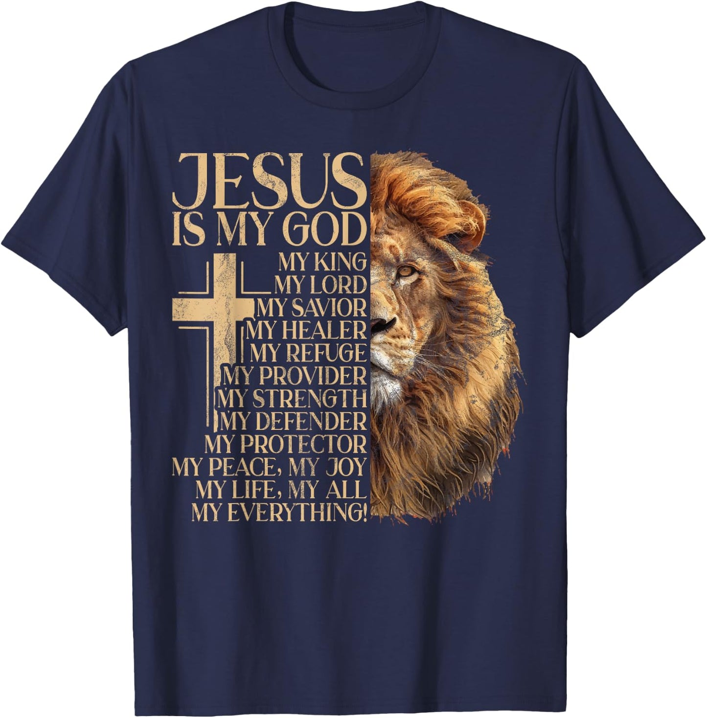 Adult - Black - Small - Short Sleeve - Classic - - Polyester 100% - Religious Symbol Design - Christians T-Shirt - T-Shirt | Navy